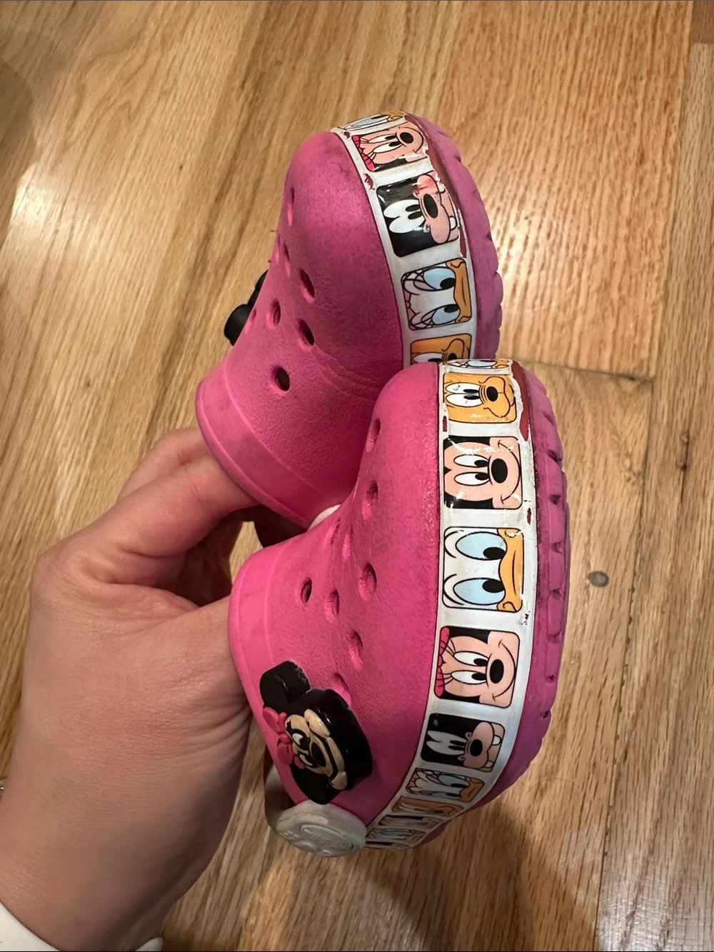 Disney Pink Minnie Mouse Kids Clog Sandals with White Strap